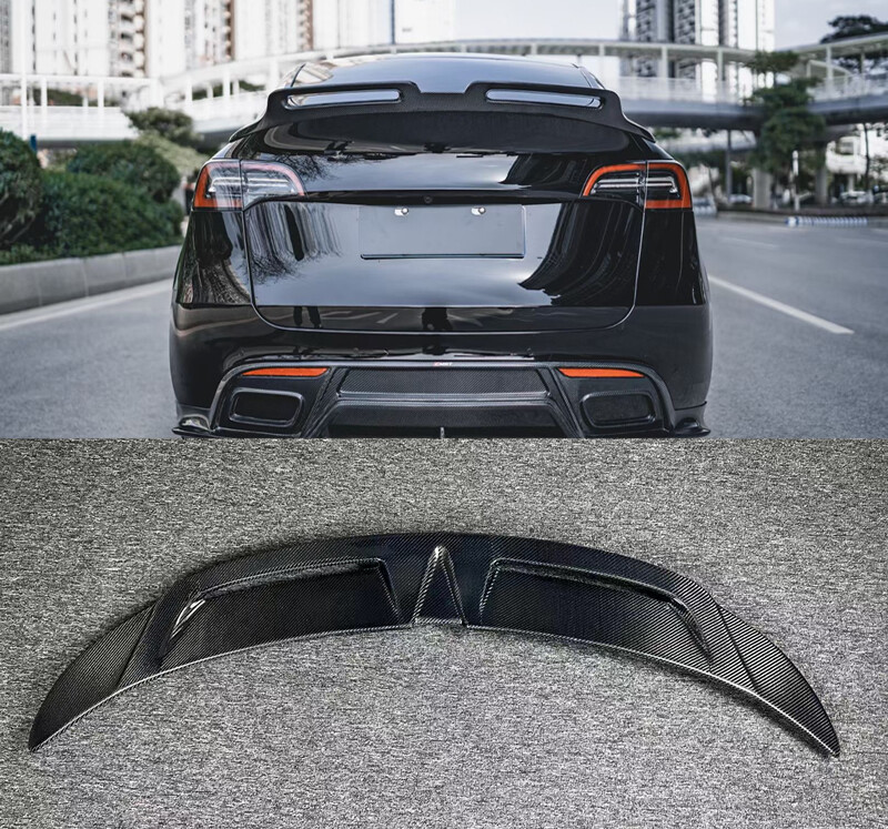 Real Carbon Fiber Rear Trunk Spoiler Wing New Style For Tesla Model Y 2020-2022